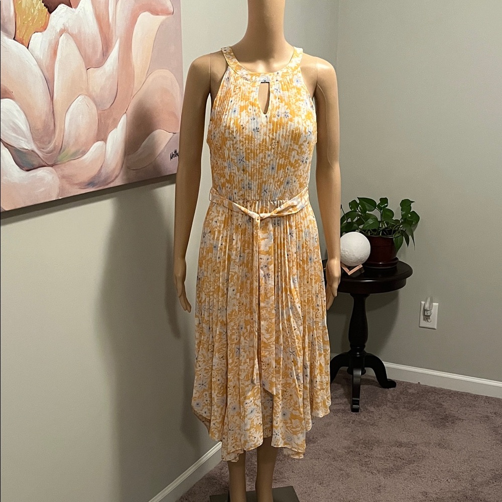 Melissa Paige Yellow and White Floral High Low Dress